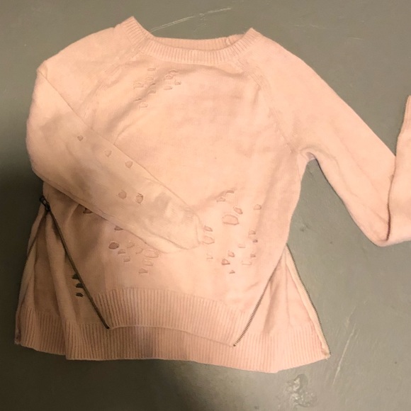 Express distressed zipper sweater in blush - Picture 2 of 5